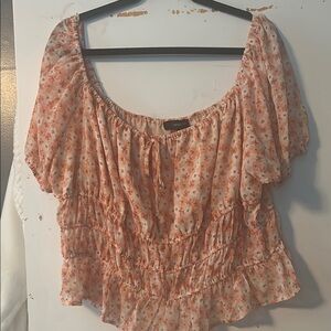 Forever 21 Orange Smocked Peplum Crop Top